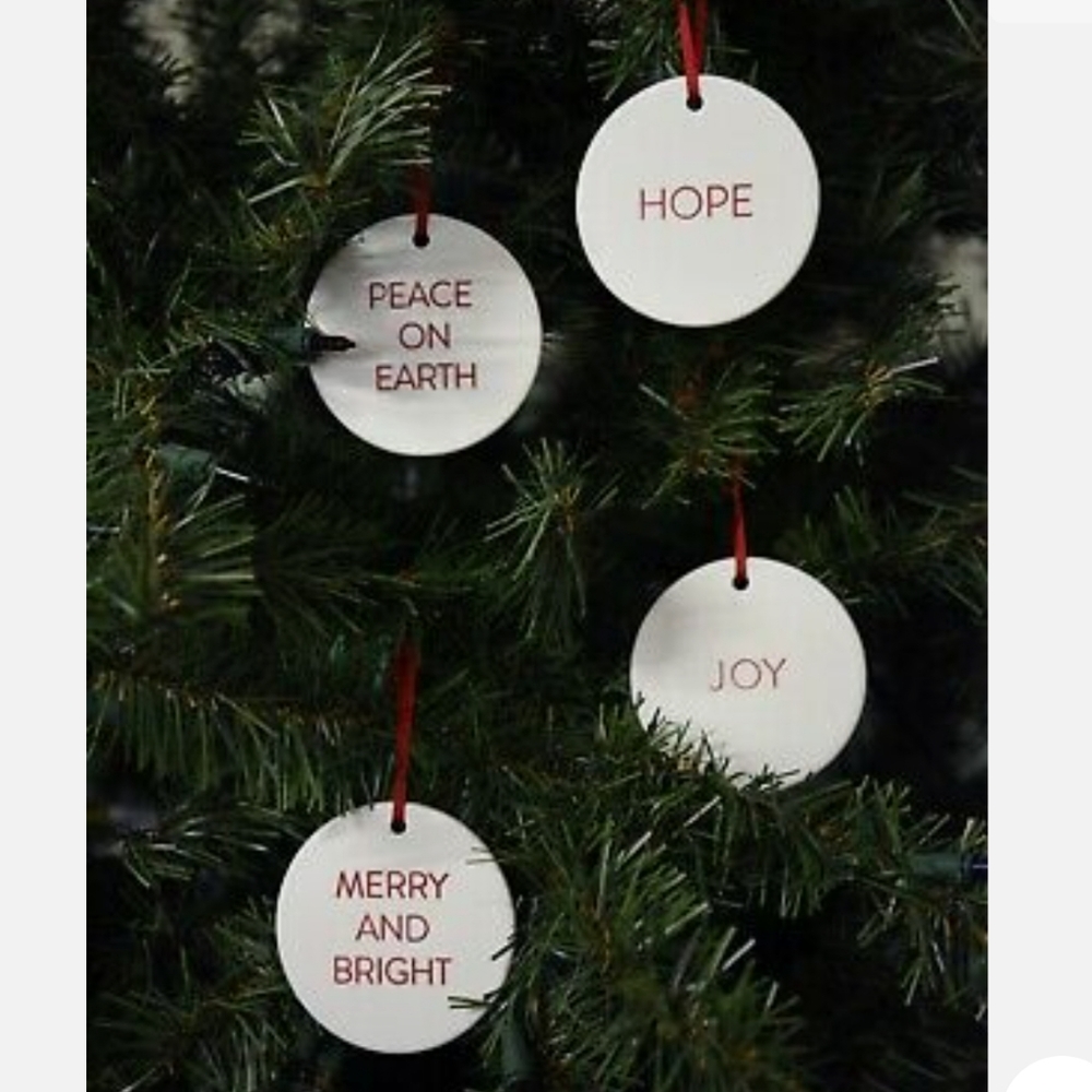 Hearth and Hand Magnolia Porcelain Christmas Ornaments Set of 4